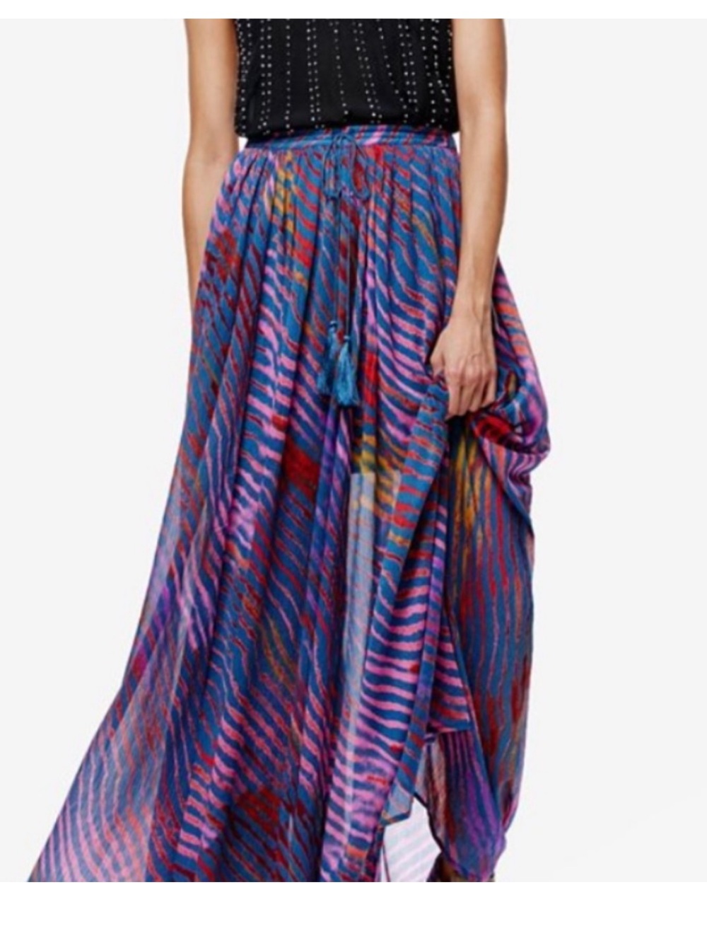 Size Medium Free People Boho Gypsy Peasant Whimsy Tassel “True toYou” Maxi Skirt